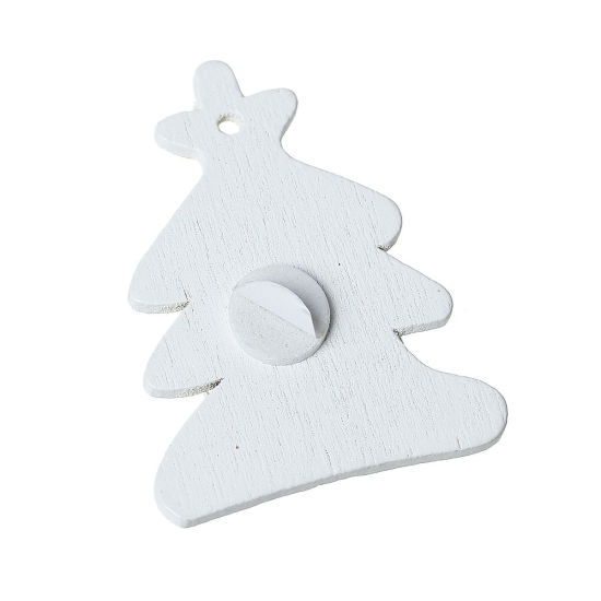 Image de Appliques d'embellissement en Bois Naturel Forme Pin de Noël Vert 3.7cm x 2.8cm, 50 Pièces
