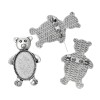 Picture of Zinc Based Alloy Pin Brooches Findings Bear Antique Silver Color Cabochon Settings (Fits 25mm x 18mm) 4.4cm x2.9cm(1 6/8" x1 1/8"), 5 PCs