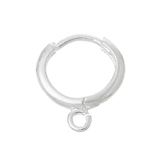 Image de 10 Pcs Boucles d'Oreilles Créoles en Laiton Argenté Rond avec Boucle 14mm x 12mm, Epaisseur de Fil: 0.8mm(taille 20)