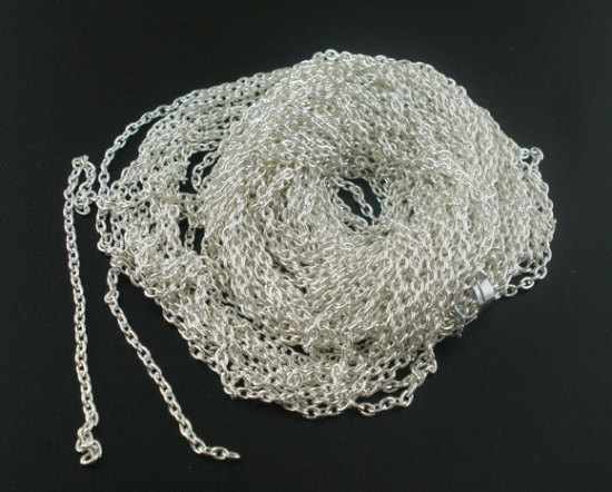 Picture of 10 M (Approx 32.81 Foot) Iron Based Alloy Link Cable Chain Findings Silver Plated 3x2mm