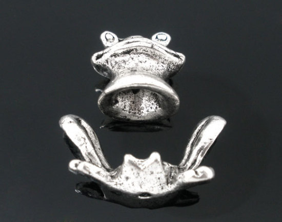 Image de Coupelles en Alliage de Zinc Grenouilles Argent Vieilli (Convenable à Perle 12mm Dia.) 26mm x 9mm - 24mm x 9mm 14mm x 13mm, 5 Kits