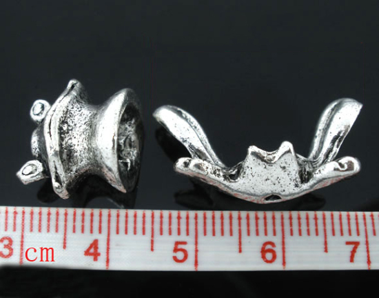 Image de Coupelles en Alliage de Zinc Grenouilles Argent Vieilli (Convenable à Perle 12mm Dia.) 26mm x 9mm - 24mm x 9mm 14mm x 13mm, 5 Kits