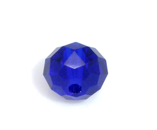 Image de Perles Cristales en Verre Plat-Rond Bleu Foncé Transparent à Facettes 6mm Dia, Taille de Trou: 0.8mm, 100 Pcs