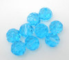 Picture of Crystal Glass Loose Beads Ball Lake Blue Transparent Faceted About 8mm Dia, Hole: Approx 1.1mm, 50 PCs