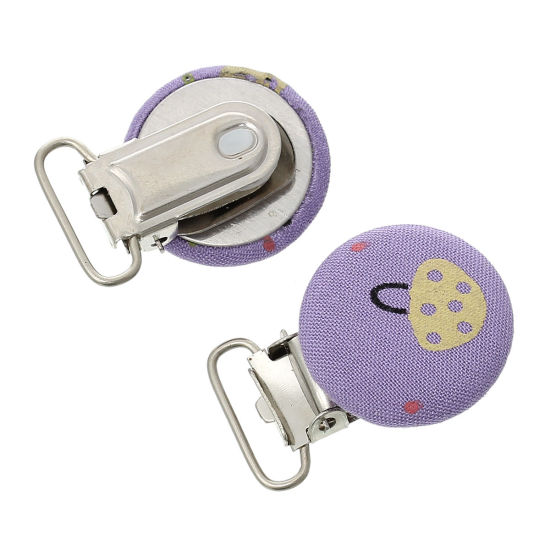 Image de Bébé Pinces Attache Tétine en Bois Tissé Rond Violet Champignon 4.1cm x 2.8cm - 3.8cm x 2.8cm, 10 PCs