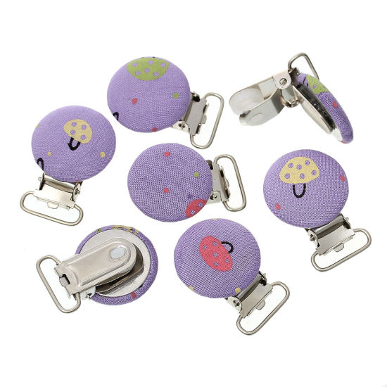 Image de Bébé Pinces Attache Tétine en Bois Tissé Rond Violet Champignon 4.1cm x 2.8cm - 3.8cm x 2.8cm, 10 PCs