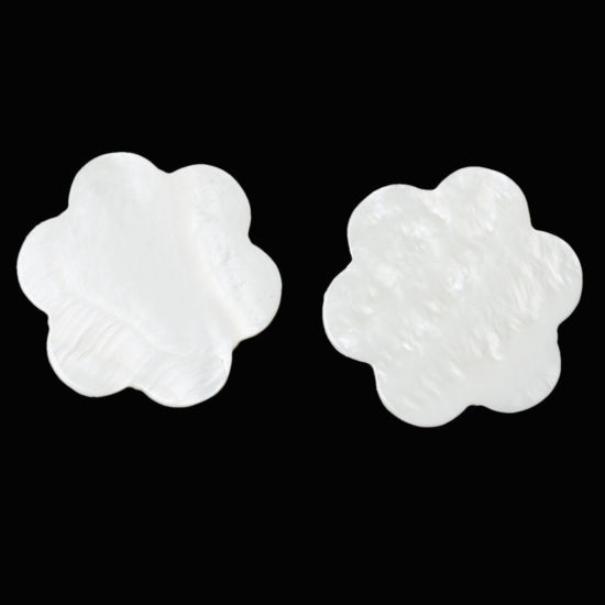 シェル 装飾パーツ フラワー ホワイト 3.0mm x 3.0mm、 10 個 の画像