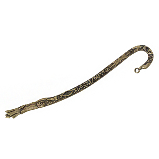 Image de Marque-Pages en Alliage de Zinc Bronze Antique Fleurs, 12.3cm x 20mm, 10 Pcs