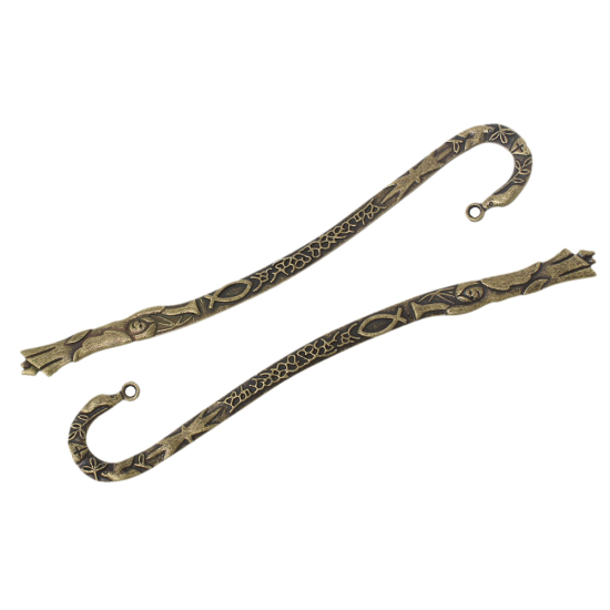 Image de Marque-Pages en Alliage de Zinc Bronze Antique Fleurs, 12.3cm x 20mm, 10 Pcs