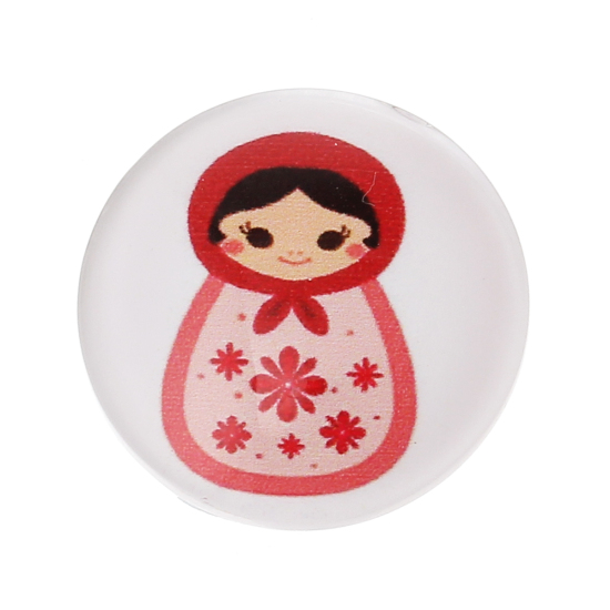 Image de Cabochons d'Embellissement en Verre Rond Multicolore Poupée 20mm Dia, 2 Pcs