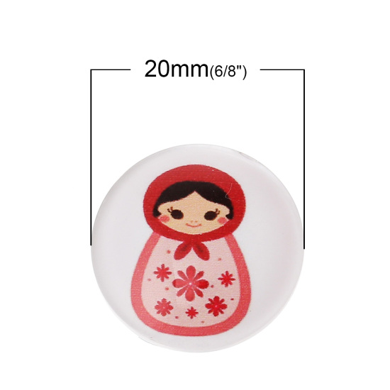Image de Cabochons d'Embellissement en Verre Rond Multicolore Poupée 20mm Dia, 2 Pcs