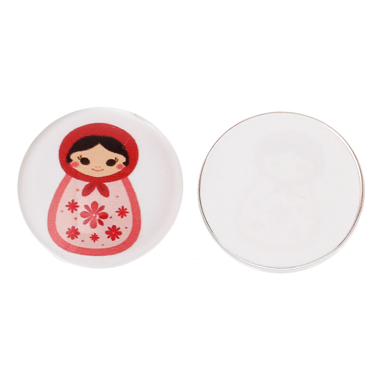 Image de Cabochons d'Embellissement en Verre Rond Multicolore Poupée 20mm Dia, 2 Pcs