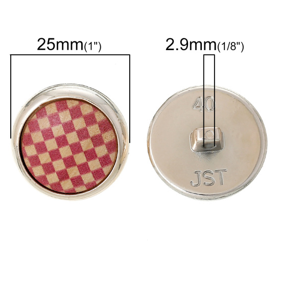 ウッド 縫製 ボタン シャンク縫製 ボタン 円形 多色 格子柄 25mm 直径、 20 個 の画像