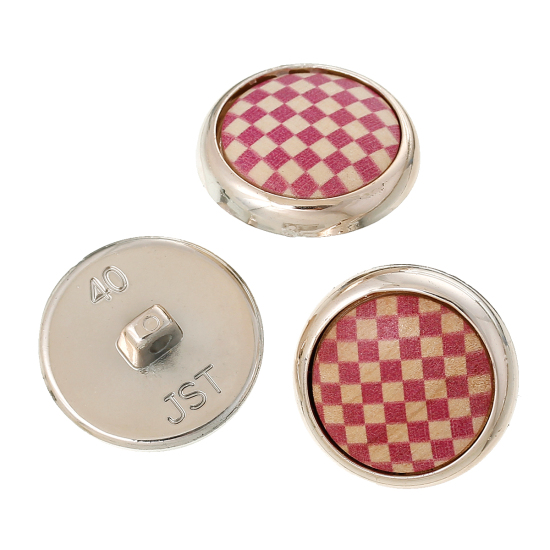 ウッド 縫製 ボタン シャンク縫製 ボタン 円形 多色 格子柄 25mm 直径、 20 個 の画像