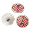 Picture of Plastic & Natural Wood Sewing Shank Buttons Round Multicolor Eiffel Tower Lattice Pattern 25mm(1") Dia, 20 PCs