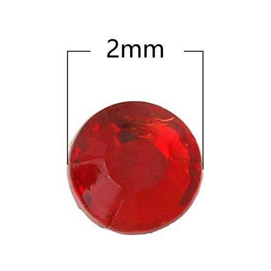 1000 個 ラインストーン 円形 赤 ファセット・カット 直径： 2mm、 の画像