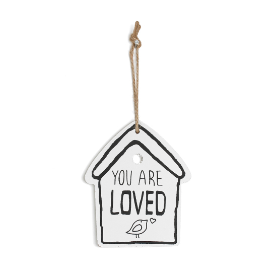 Image de Patère Murale Décorative en Bois Naturel Maison Blanc 11.9cm x 10cm, 1 Pièce