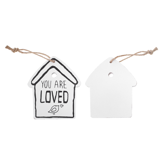 Image de Patère Murale Décorative en Bois Naturel Maison Blanc 11.9cm x 10cm, 1 Pièce