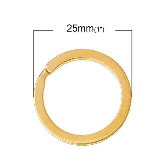 Image de Porte-Clés en Alliage de fer Annulaire Doré Dia. 25mm, 20 Pcs