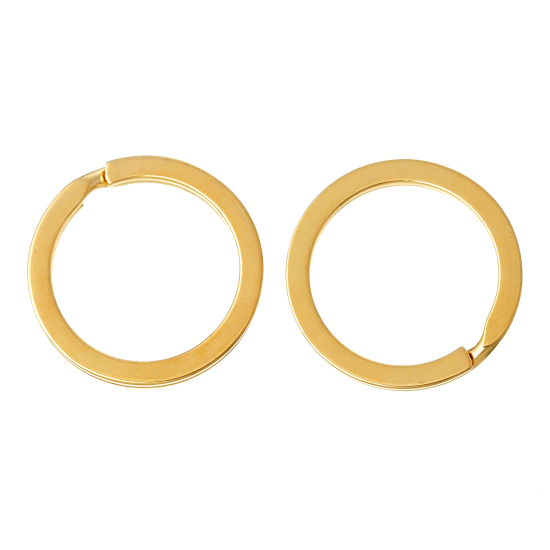 Image de Porte-Clés en Alliage de fer Annulaire Doré Dia. 25mm, 20 Pcs