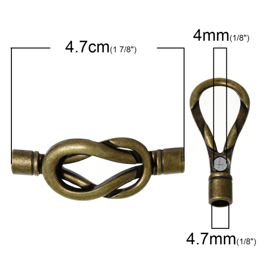 Image de Fermoir Magnétique en Alliage de Zinc Nœuds Papillon Bronze Antique (Approprié à Cordon 5mm Dia) 4.7cm x 1.8cm, 2 Kits