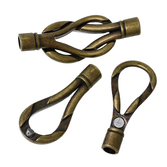 Image de Fermoir Magnétique en Alliage de Zinc Nœuds Papillon Bronze Antique (Approprié à Cordon 5mm Dia) 4.7cm x 1.8cm, 2 Kits