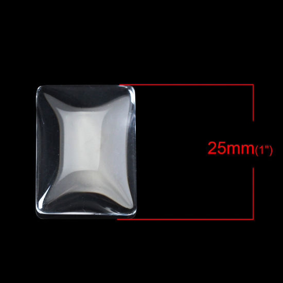 Image de 3 Pcs Cabochon Dôme en Verre Rectangle Dos Plat Transparent 25mm x 18mm