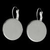 Picture of 4 PCs Brass Cabochon Settings Lever Back Clips Earrings Findings Disc Silver Plated (Fits 20mm Dia.) 3.4cm x2.1cm(1 3/8" x 7/8") - 3.3cm x2.1cm(1 2/8" x 7/8")