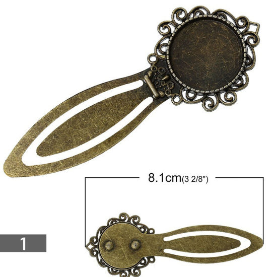 Image de Marque-Pages en Alliage de Zinc Forme Rond Bronze Antique 8cm x 22mm, 5 Pcs