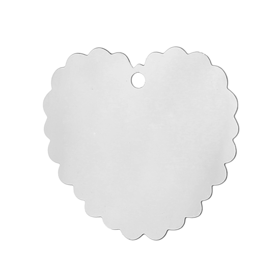 Image de 3 Pcs Breloques en 304 Acier Inoxydable Estampe en Filigrane Argent Mat Cœur 23mm x 21mm