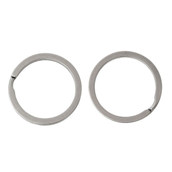 Immagine di Acciaio Inossidabile Anello Portachiavi Anello Tono Argento Dia 3cm 30 Pz