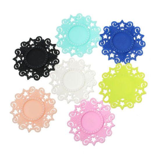 Picture of Resin Embellishments Star At Random Mixed Cabochon Settings (Fits 26mm Dia) 6.3cm(2 4/8") x 6.3cm(2 4/8"), 10 PCs
