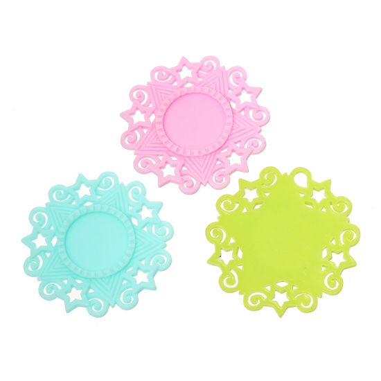 Picture of Resin Embellishments Star At Random Mixed Cabochon Settings (Fits 26mm Dia) 6.3cm(2 4/8") x 6.3cm(2 4/8"), 10 PCs