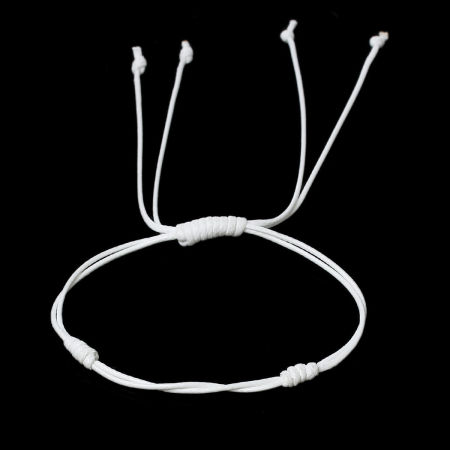Bracelet Brésilien d'Amitié en Nylon Adjustable Blanc 31.2cm long, 5 PCs