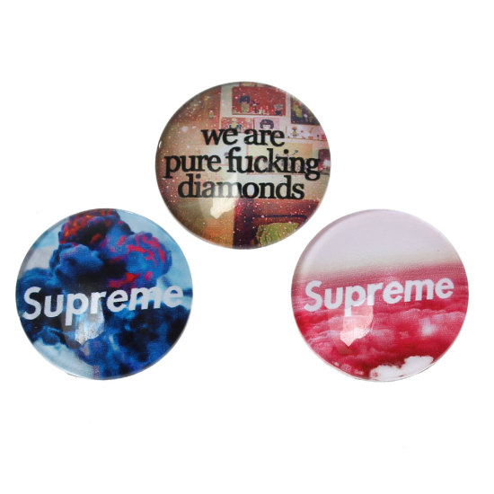Bild von Glas Dom Cabochons Verzierung Embellishments Cabochons Rund Platt Zufällig Mix Buchstabe Muster 20mm D., 30 Stücke