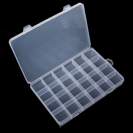 Image de Boîte de Rangement en Plastique Rectangle Transparent 20.7cm x 13.8cm, 1 Pièce(24 Compartiments)