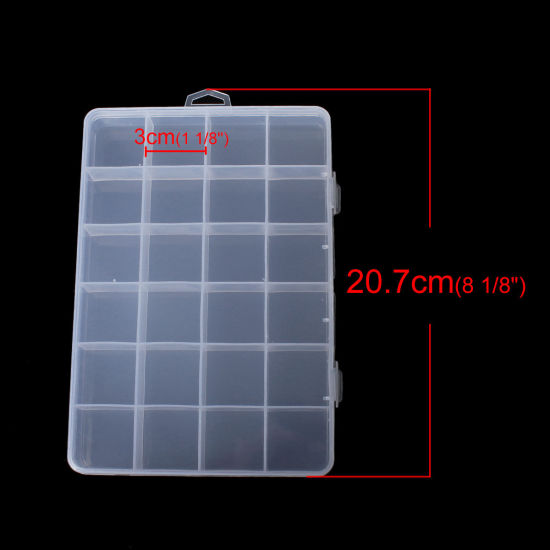 Image de Boîte de Rangement en Plastique Rectangle Transparent 20.7cm x 13.8cm, 1 Pièce(24 Compartiments)
