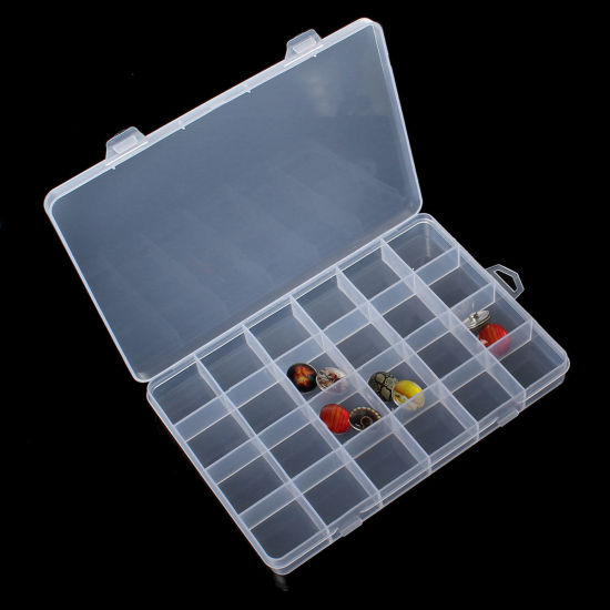 Image de Boîte de Rangement en Plastique Rectangle Transparent 20.7cm x 13.8cm, 1 Pièce(24 Compartiments)