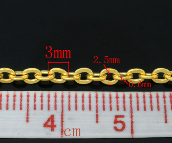 Image de 10 M Chaîne Maille Forçat en Alliage de Fer Doré 3x2.5mm