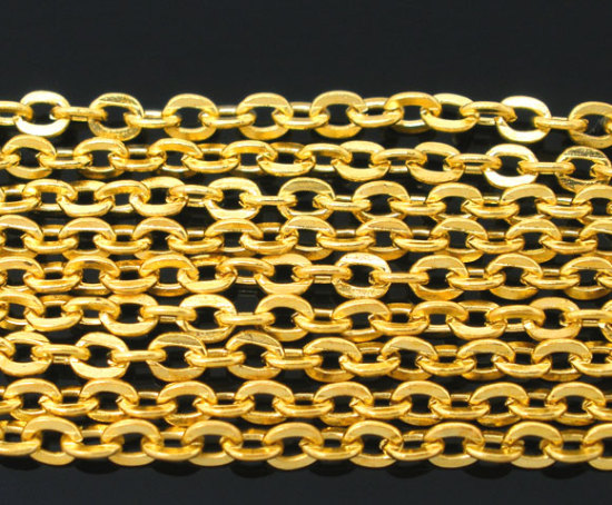 Image de 10 M Chaîne Maille Forçat en Alliage de Fer Doré 3x2.5mm