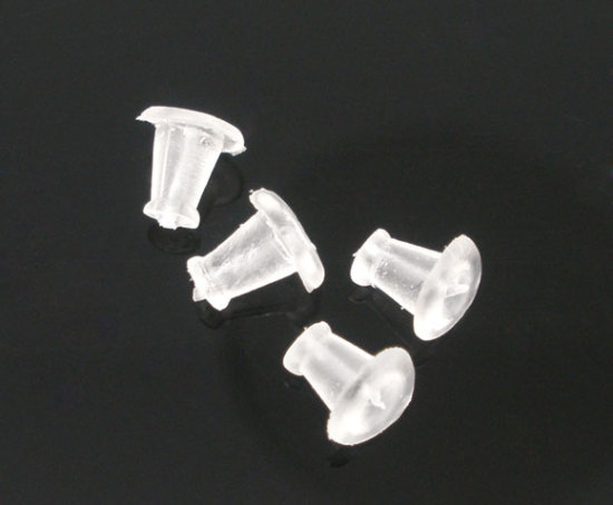 Picture of Rubber Ear Nuts Post Stopper Earring Findings Clear 5x5mm, 1000 PCs
