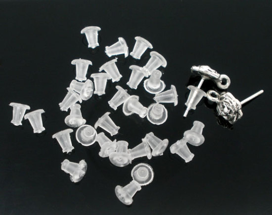 Picture of Rubber Ear Nuts Post Stopper Earring Findings Clear 5x5mm, 1000 PCs