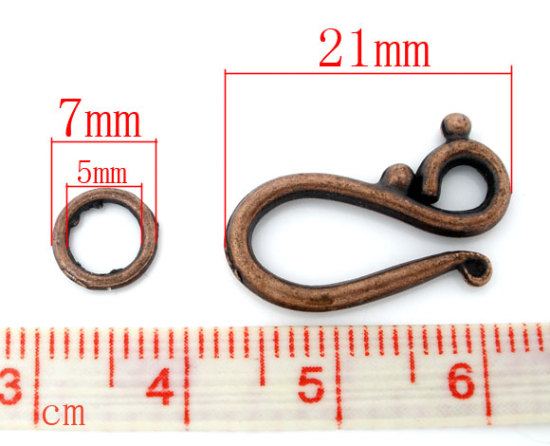 Image de Fermoir Toggle Irrégulier Cuivre Rouge Antique, Longueur: 21mm, Largeur: 12mm, 20 Kits