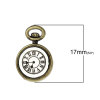 Picture of Zinc Metal Alloy Charm Pendants Pocket Watch Antique Bronze Roman Numerals Carved 17mm( 5/8") x 11mm( 3/8"), 10 PCs