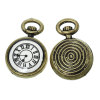 Picture of Zinc Metal Alloy Charm Pendants Pocket Watch Antique Bronze Roman Numerals Carved 17mm( 5/8") x 11mm( 3/8"), 10 PCs