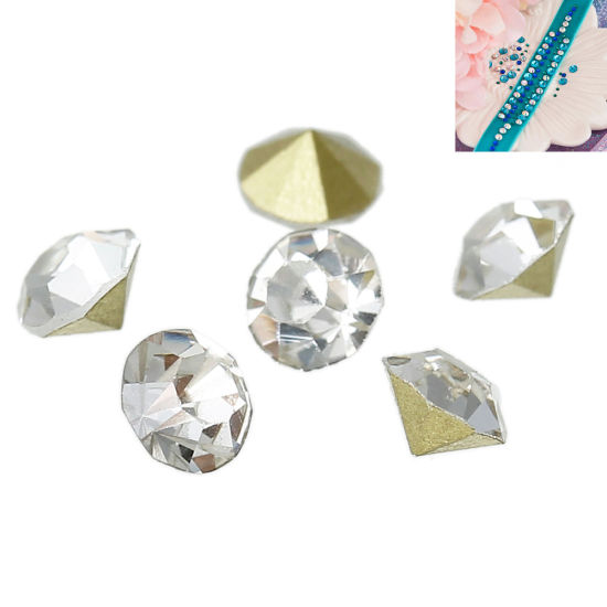 ラインストーン 円錐 クリア色 ss16 4mm x 3mm、 1 パック(1000PCs) の画像