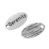 Picture of Zinc Metal Alloy Charm Pendants Oval Antique Silver Color Message " Serenity " Carved 15mm( 5/8") x 8mm( 3/8"), 10 PCs