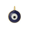 Picture of Zinc Metal Alloy Charm Pendants Round Gold Plated Evil Eye Carved Blue & White Enamel 10mm( 3/8") x 7mm( 2/8"), 10 PCs