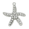 Picture of Ocean Jewelry Zinc Based Alloy Charms Starfish Silver Tone Clear Rhinestone 28mm(1 1/8") x 26mm(1"), 5 PCs