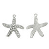 Picture of Ocean Jewelry Zinc Based Alloy Charms Starfish Silver Tone Clear Rhinestone 28mm(1 1/8") x 26mm(1"), 5 PCs